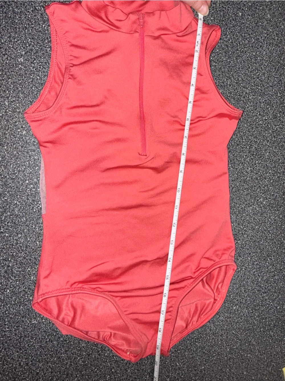 Motion Wear Sleeveless Coral Zip-Front Leotard Size Large Child (12-14)